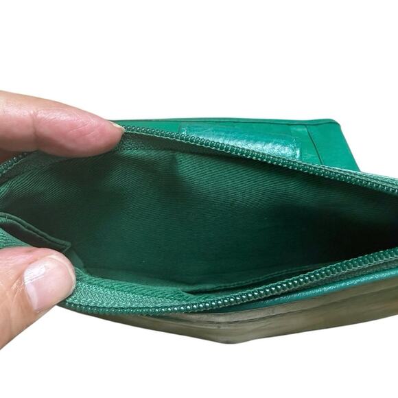 Vintage Mancini Kelly Green Leather Bifold Wallet Magnetic Snap - Picture 4 of 6